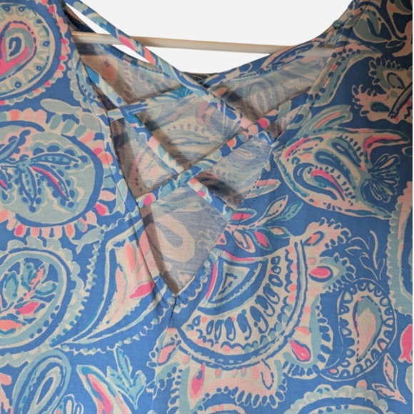 Pre-owned Lilly Pulitzer Vibrant Blue and Pink Paisley Cover-Up - Picture 6 of 8